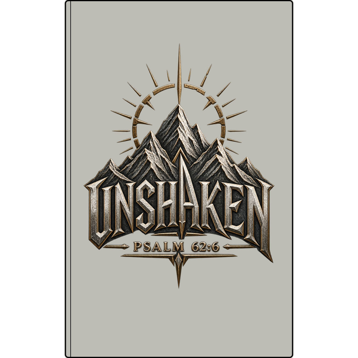 Unshaken Vegan Leather Journal — Psalm 62:6 Engraved Mountain Faith Notebook