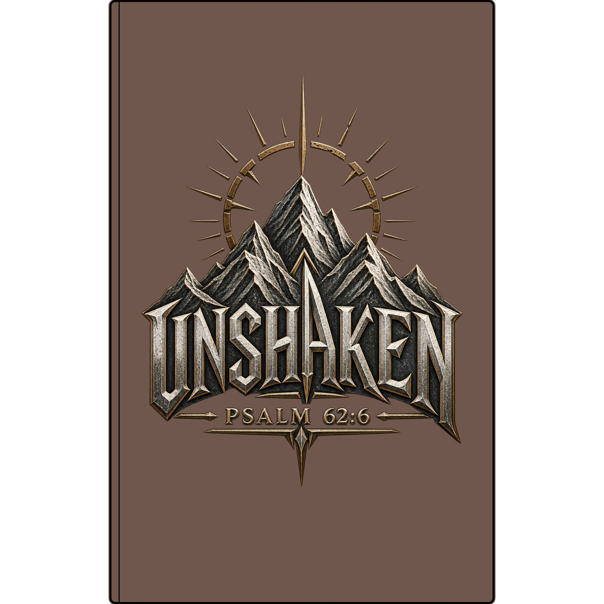 Unshaken Vegan Leather Journal — Psalm 62:6 Engraved Mountain Faith Notebook