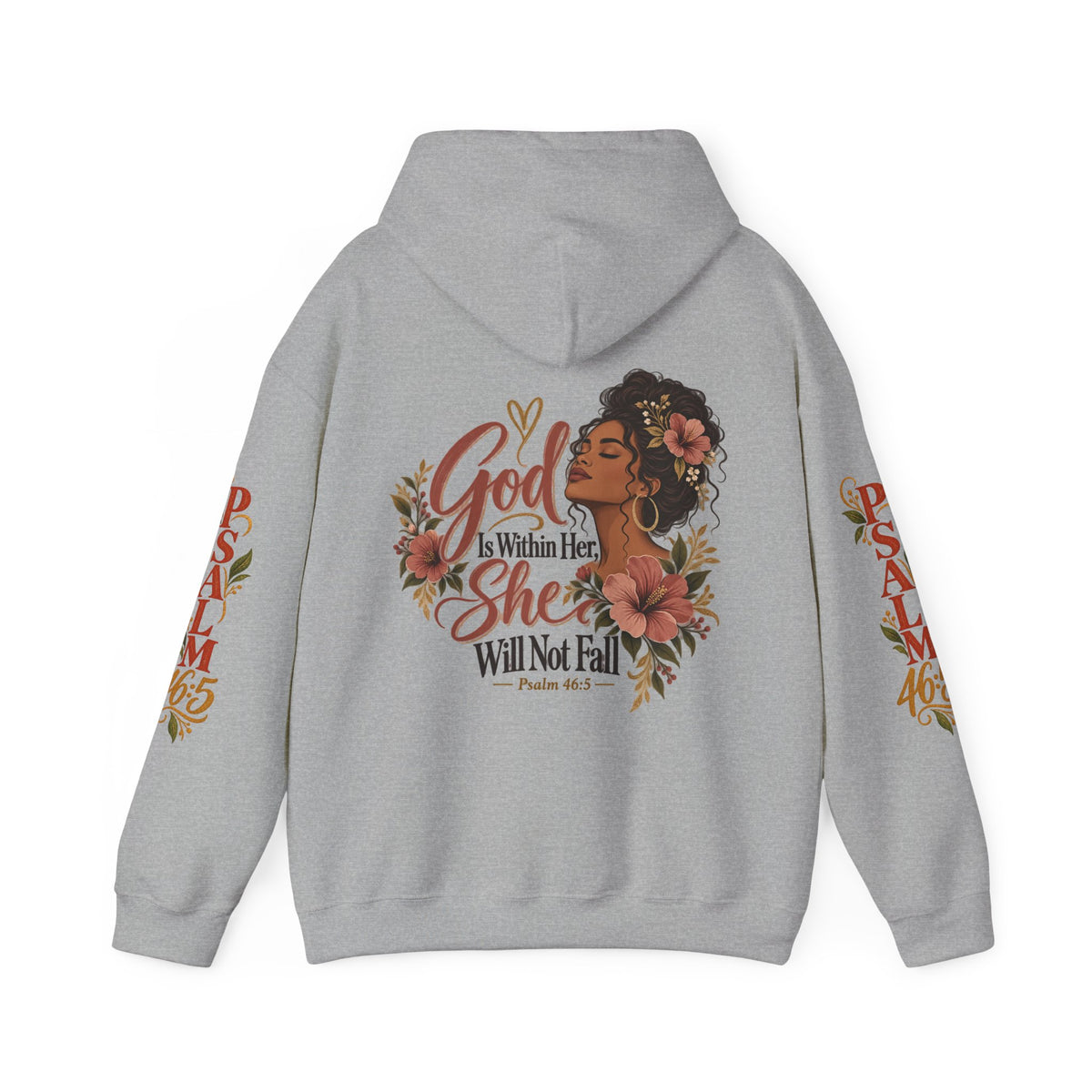 Copy of Psalm 46:5 'She Will Not Fall' Hoodie – Floral Faith Women’s Pullover