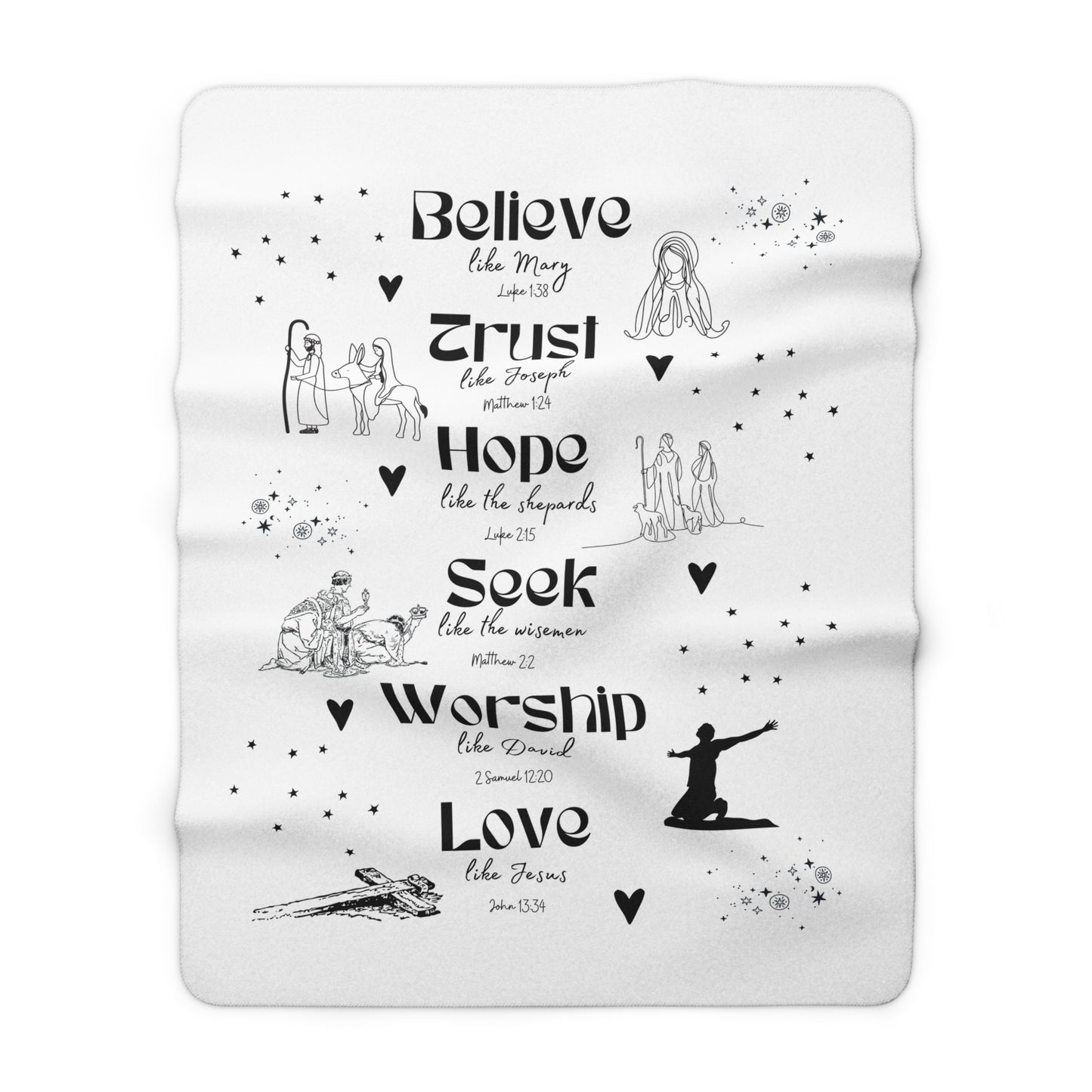 Believe like Mary Sherpa Fleece Blanket | Cozy & Soft Comfort for Home Decor | Perfect Gift for Faith & Hope