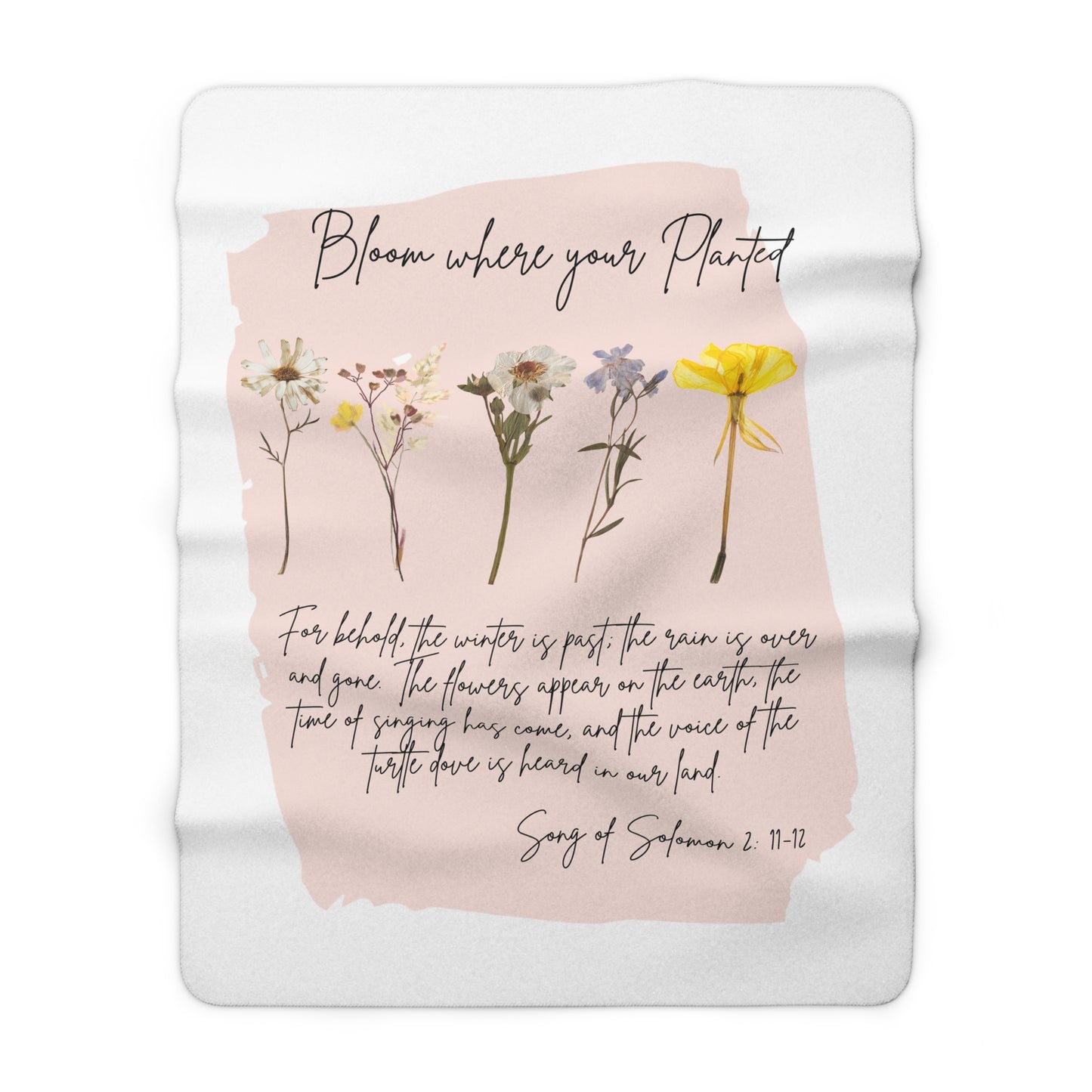 Bloom Where Your Planted Sherpa Fleece Blanket | Inspirational Floral Cozy Throw