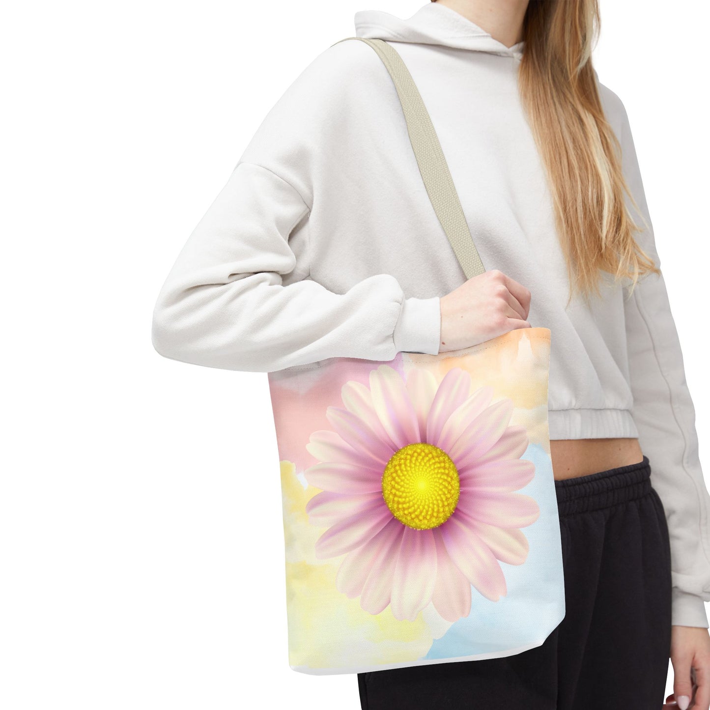 Lavender Watercolor Daisy Garden Tote Bag