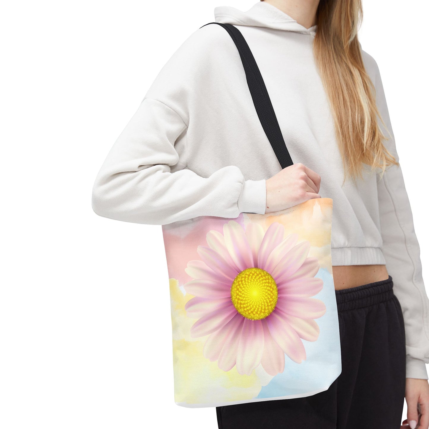 Lavender Watercolor Daisy Garden Tote Bag