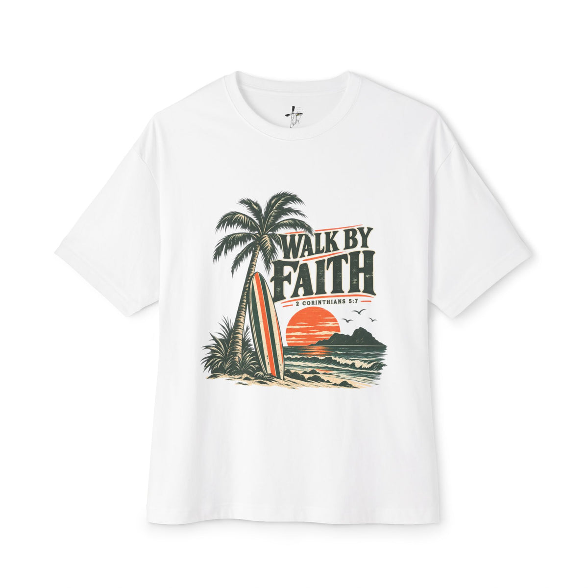 Walk By Faith Surf Tee — Christian Beach Graphic T-Shirt