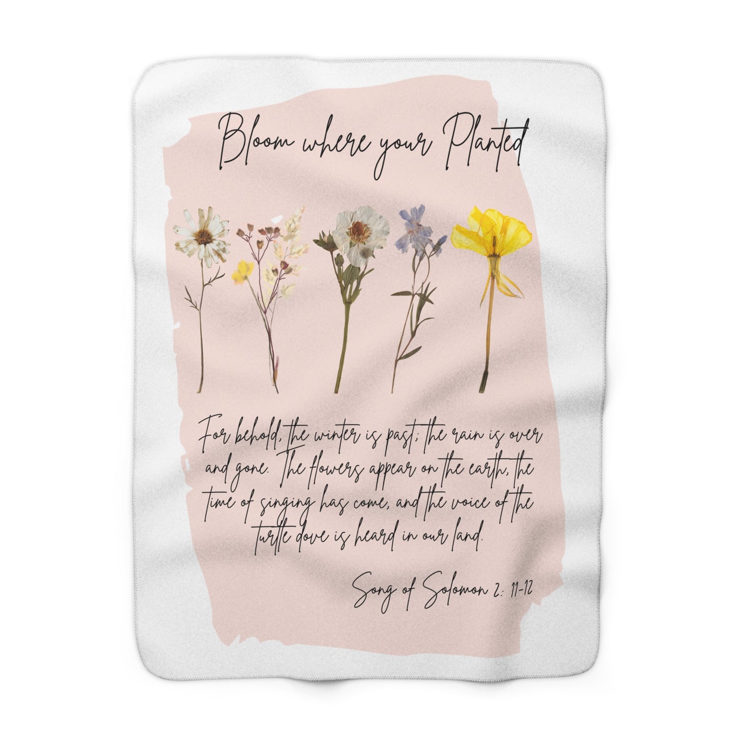 Bloom Where Your Planted Sherpa Fleece Blanket | Inspirational Floral Cozy Throw