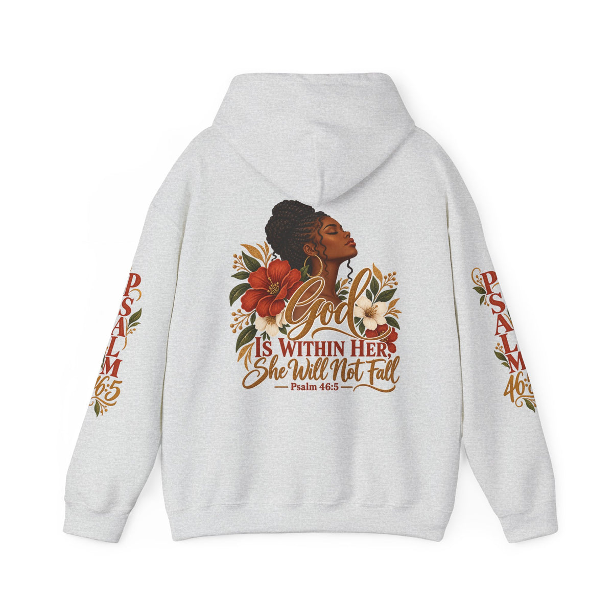Psalm 46:5 'She Will Not Fall' Hoodie – Floral Faith Women’s Pullover