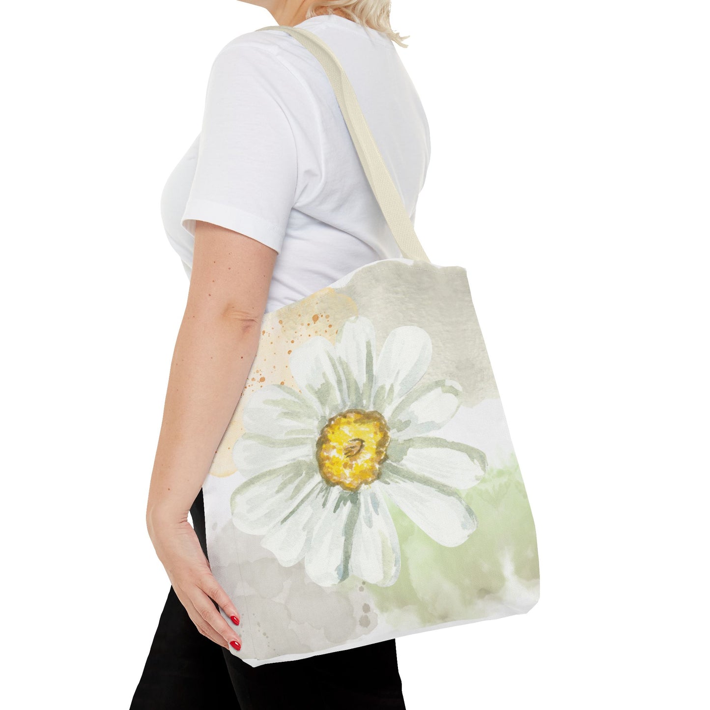 White Watercolor Daisy Tote Bag