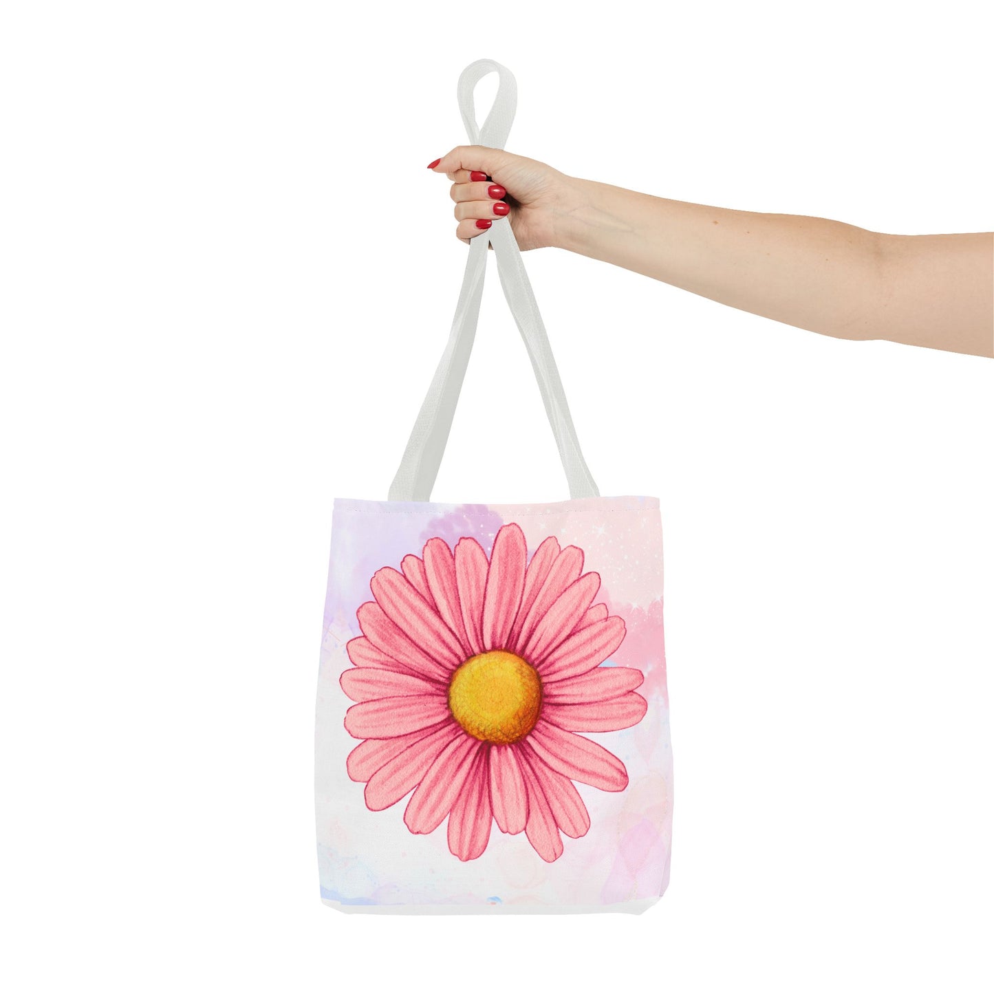 Pink Watercolor Daisy Tote Bag