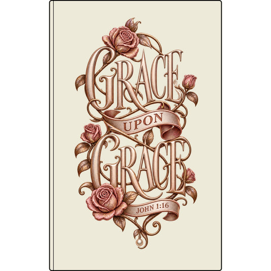 Grace Upon Grace Vegan Leather Journal — Engraved Floral John 1:16 Scripture Notebook