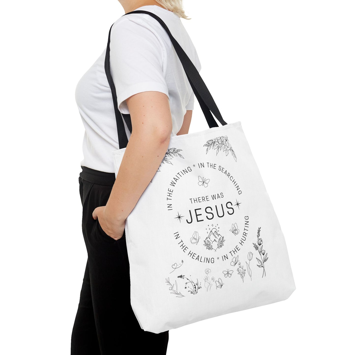 "There Was Jesus" tote bag - Floral Design for Faithful Living