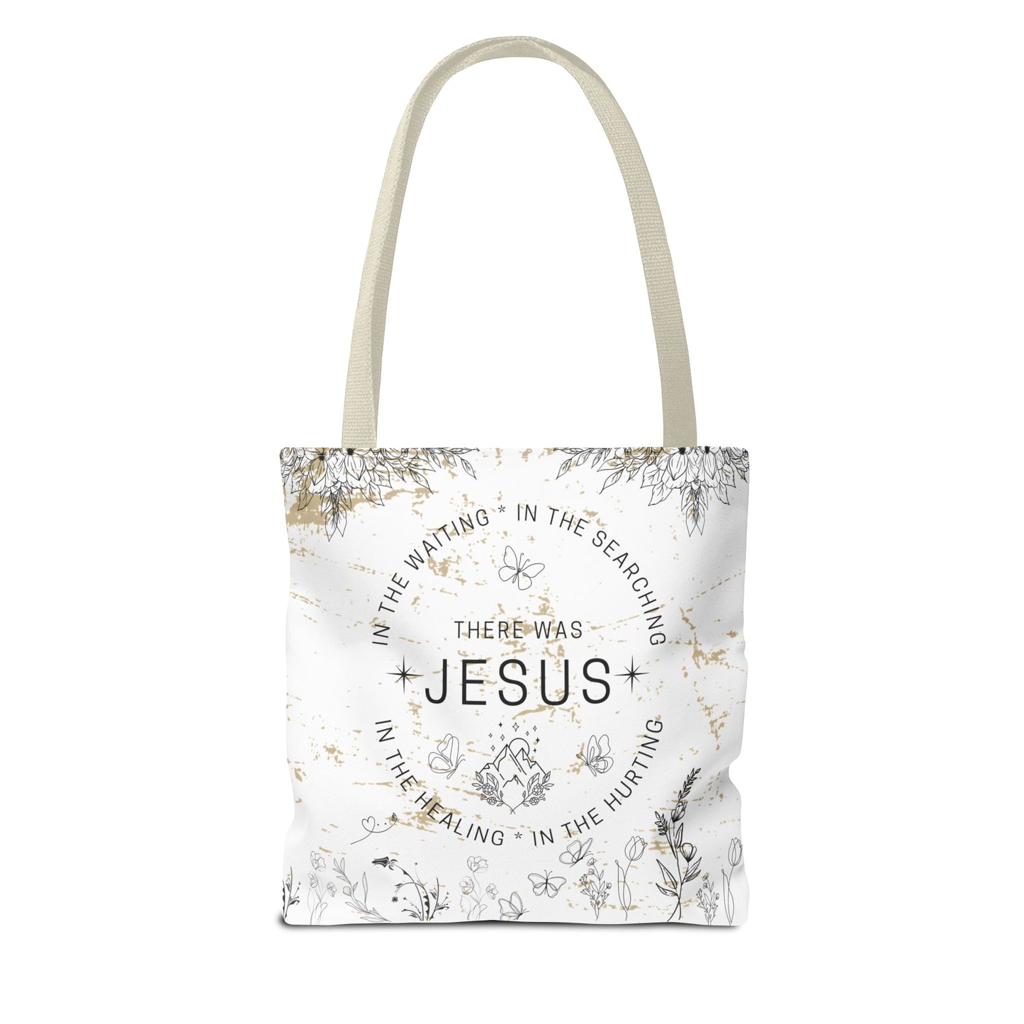 "There Was Jesus" tote bag - Floral Design for Faithful Living