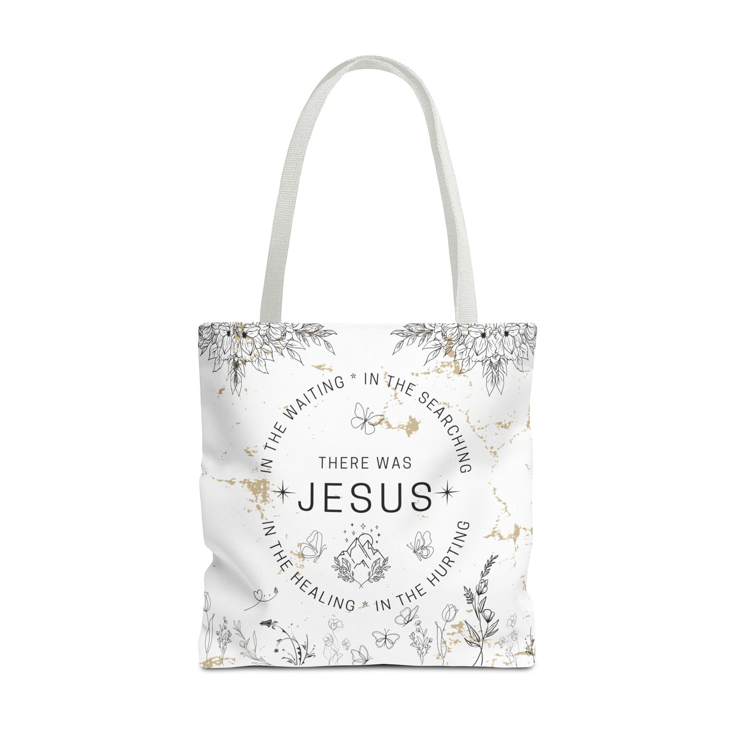"There Was Jesus" tote bag - Floral Design for Faithful Living