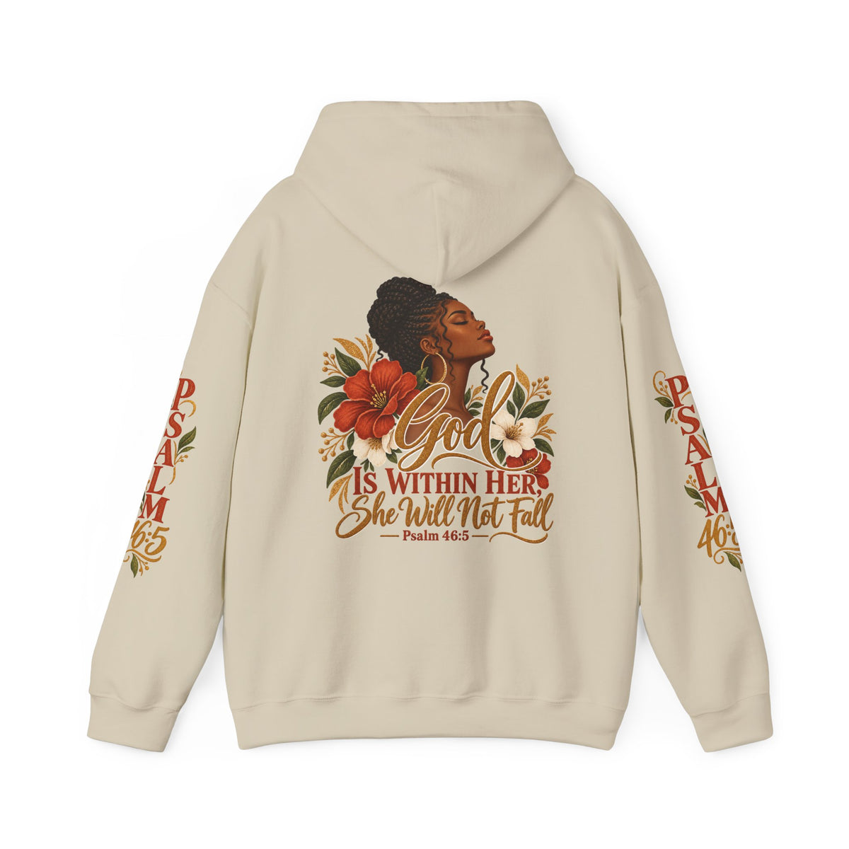 Psalm 46:5 'She Will Not Fall' Hoodie – Floral Faith Women’s Pullover