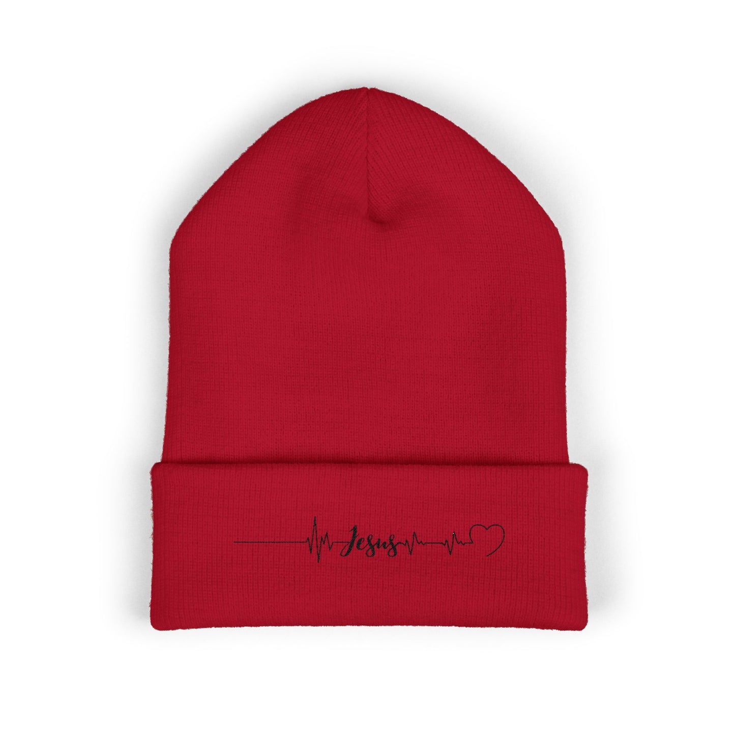 Jesus Heartbeat Classic Cuffed Beanie | Embroidered Winter Hat