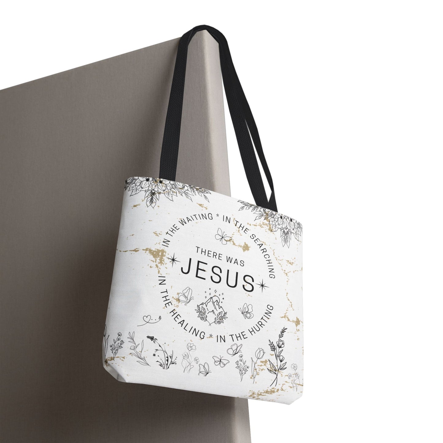 "There Was Jesus" tote bag - Floral Design for Faithful Living