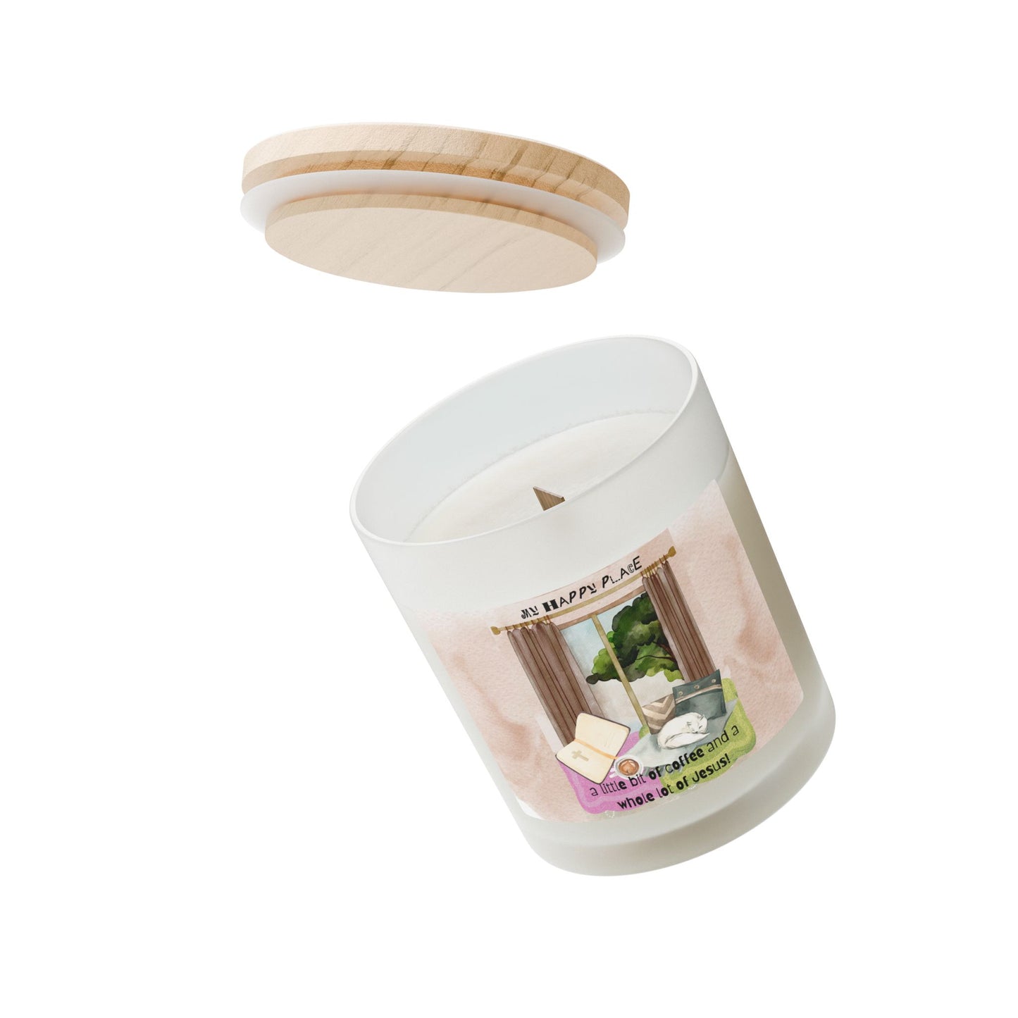 My Happy Place Frosted Glass Candle, 11oz