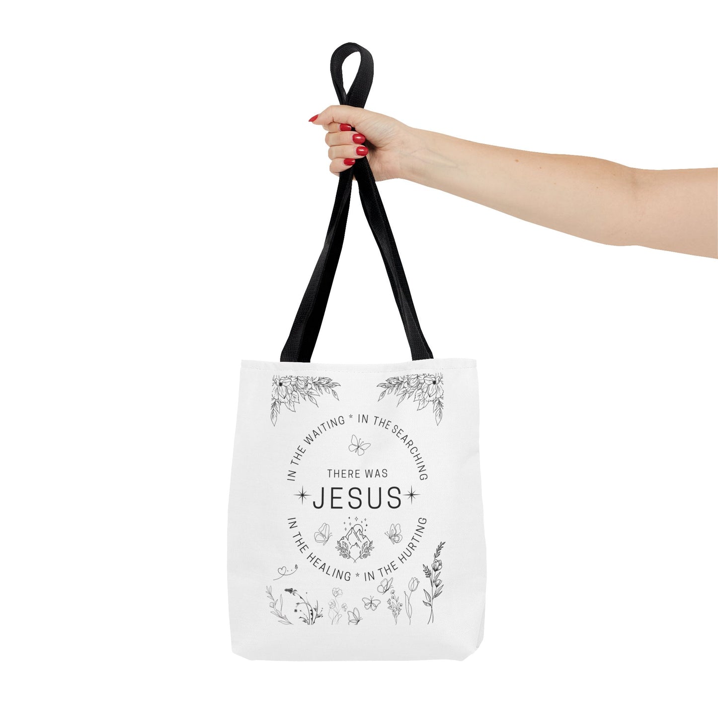 "There Was Jesus" tote bag - Floral Design for Faithful Living