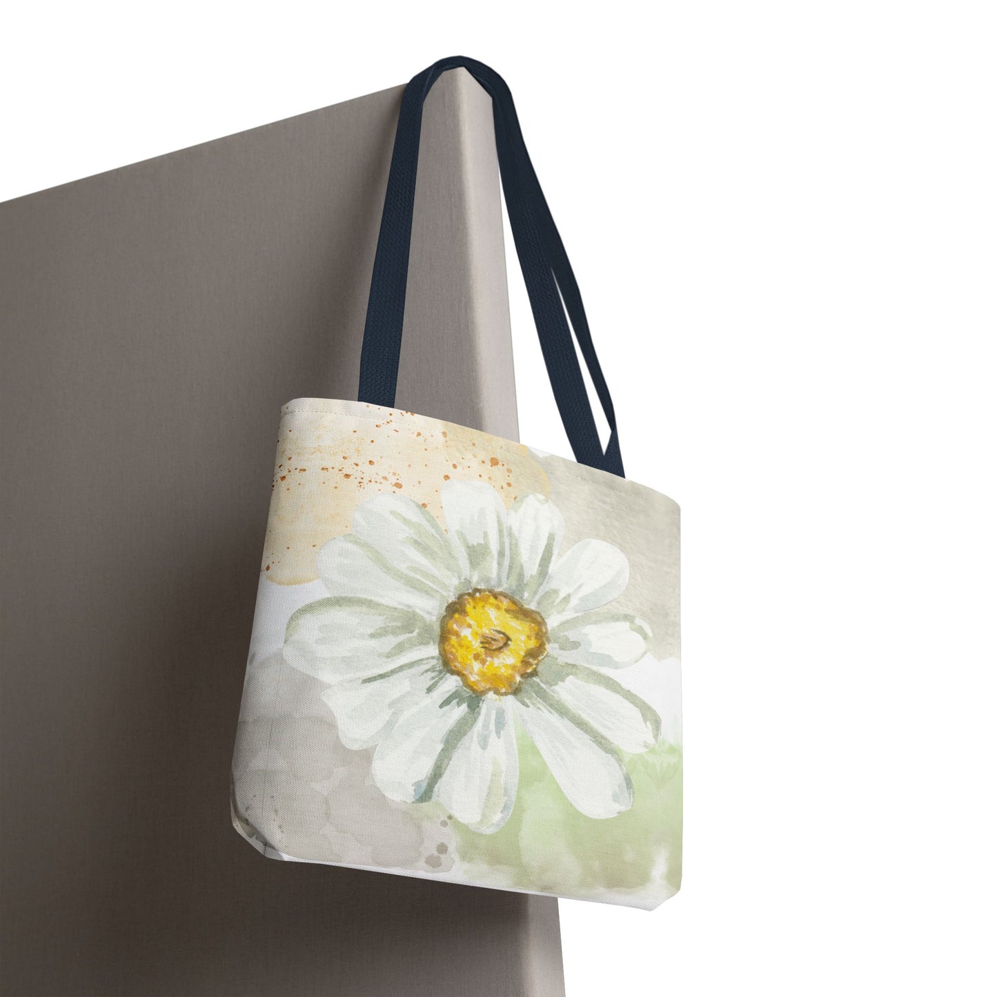 White Watercolor Daisy Tote Bag