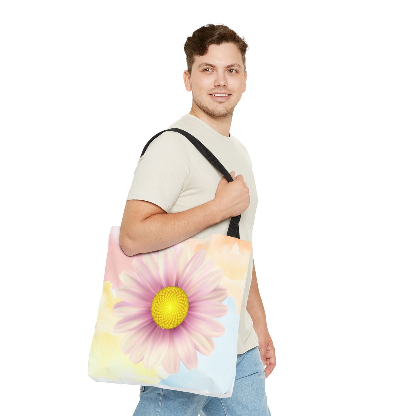 Lavender Watercolor Daisy Garden Tote Bag