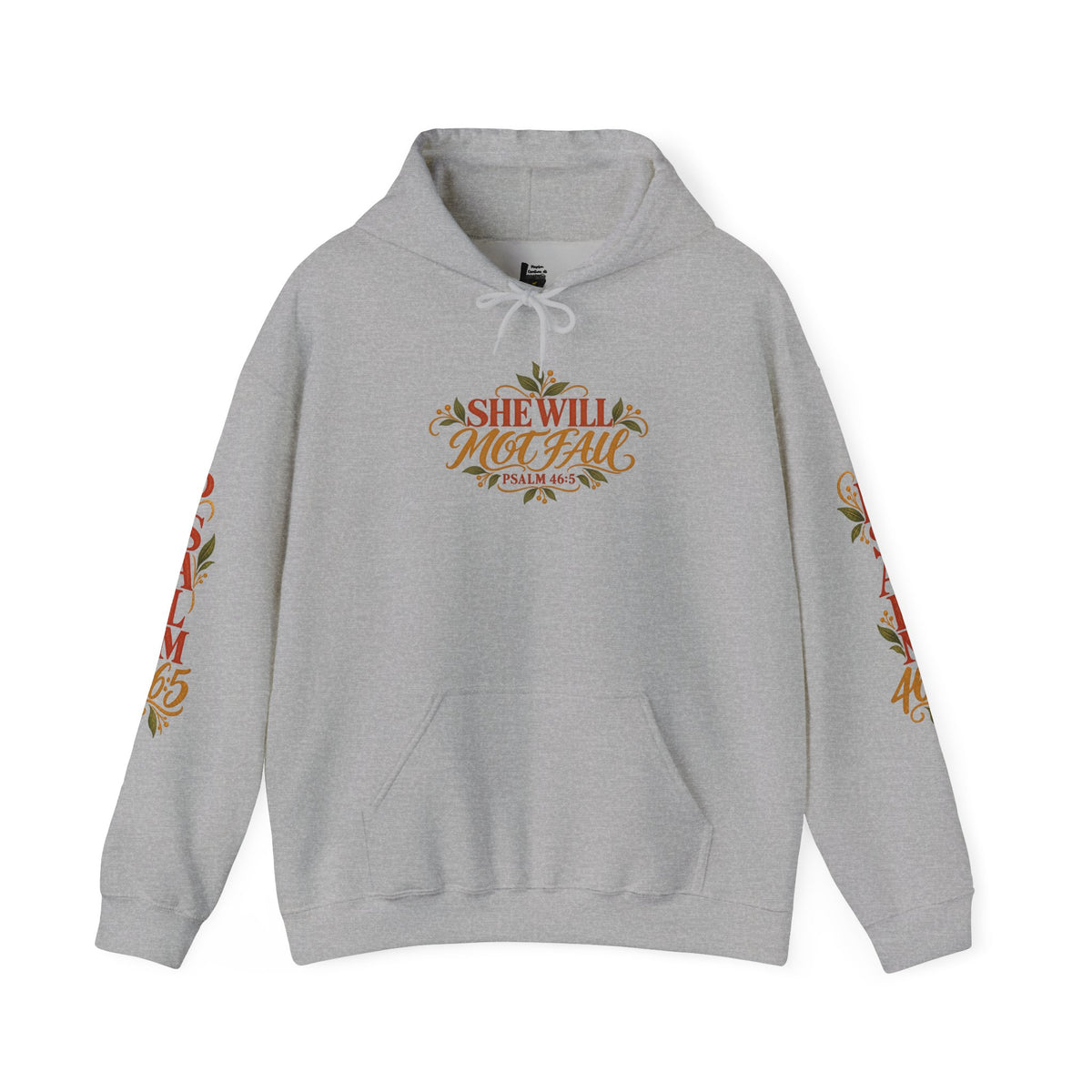 Blonde Woman Psalm 46:5 'She Will Not Fall' Hoodie – Floral Faith Women’s Pullover