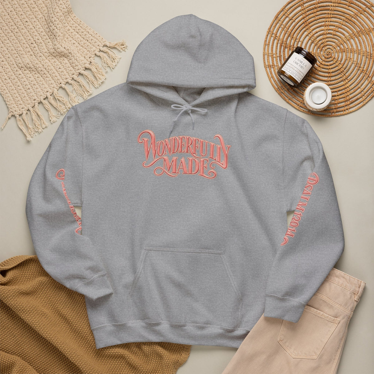 Wonderfully Made Hoodie — Floral Pearl Backprint Hooded Sweatshirt