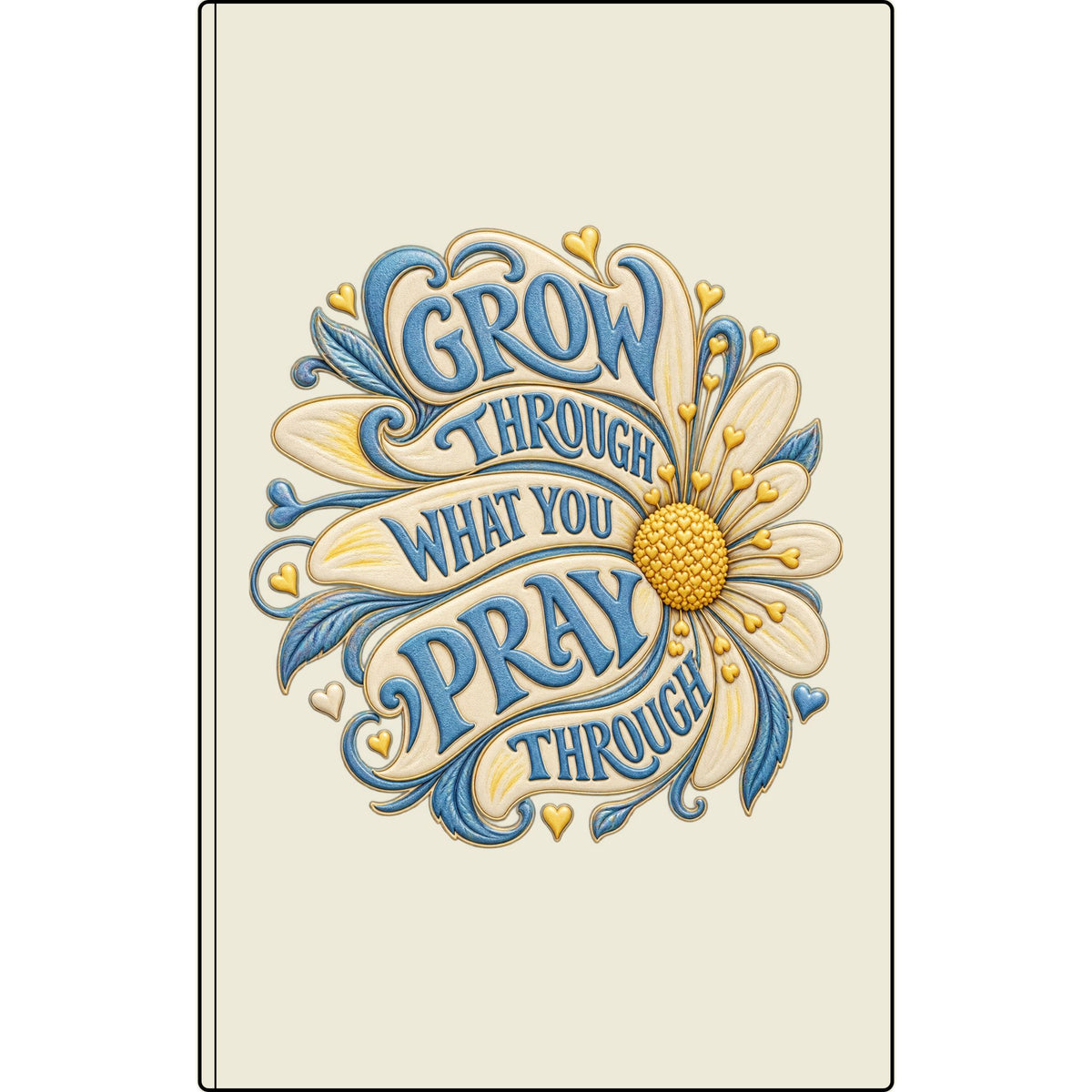 Engraved Vegan Leather Journal — "Grow, Pray" Floral Journal