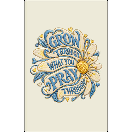 Engraved Vegan Leather Journal — "Grow, Pray" Floral Journal