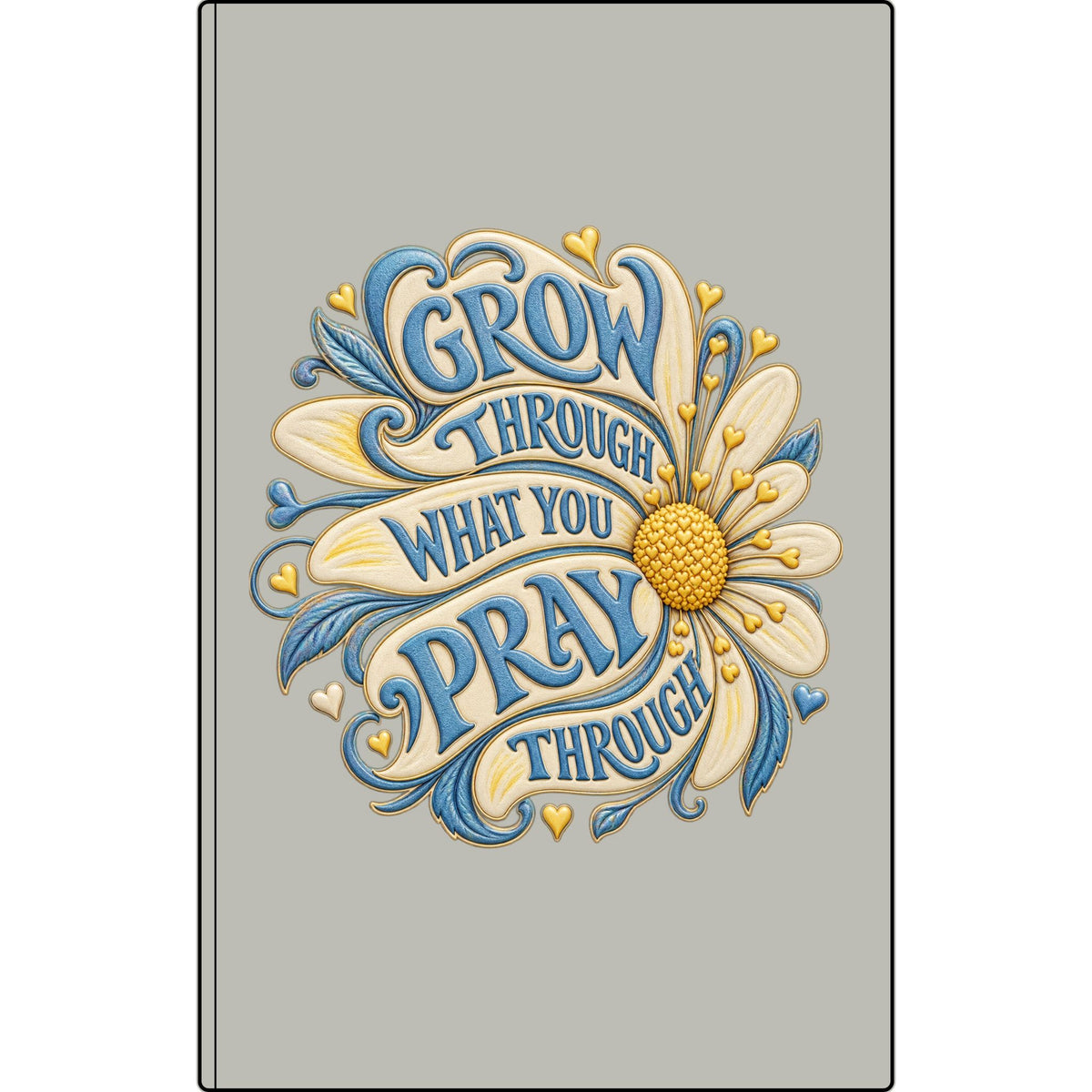 Engraved Vegan Leather Journal — "Grow, Pray" Floral Journal