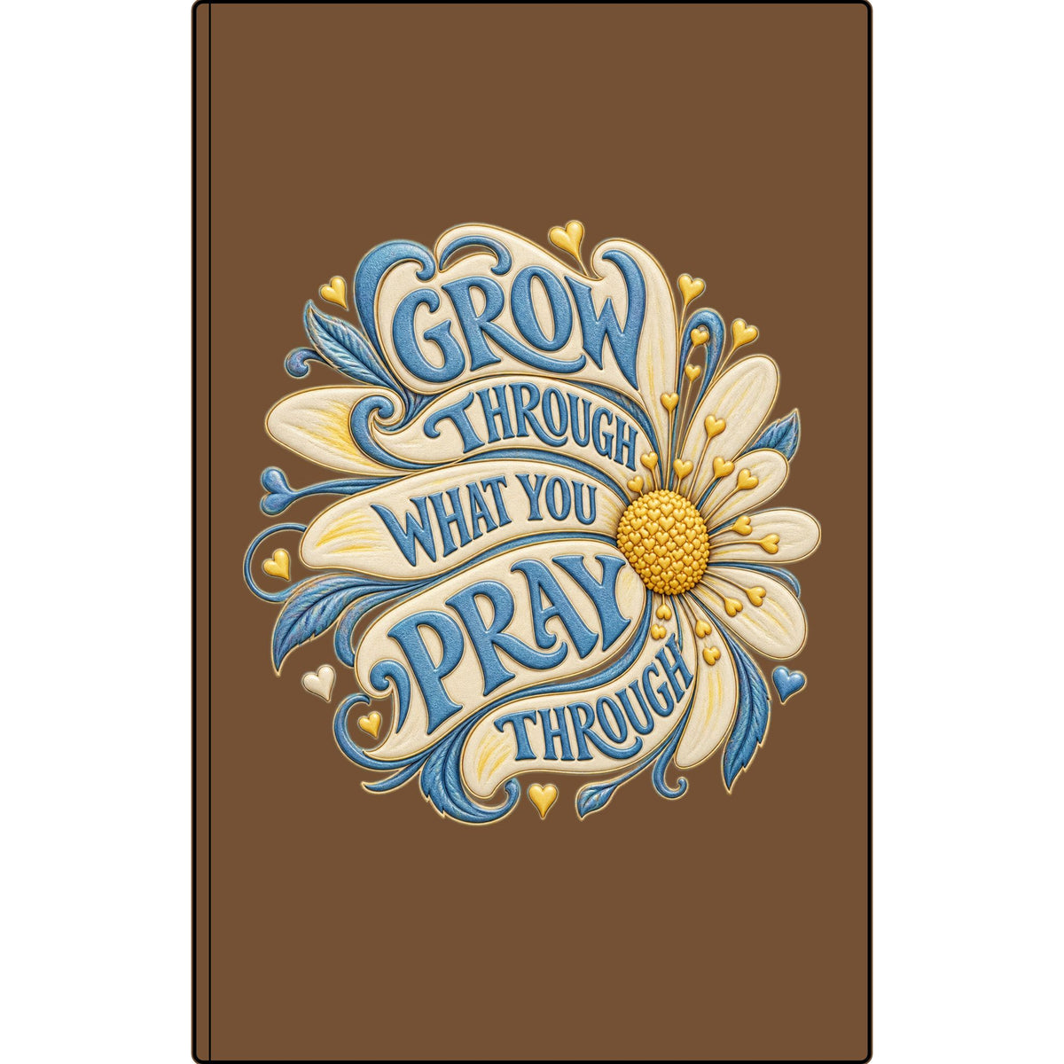 Engraved Vegan Leather Journal — "Grow, Pray" Floral Journal