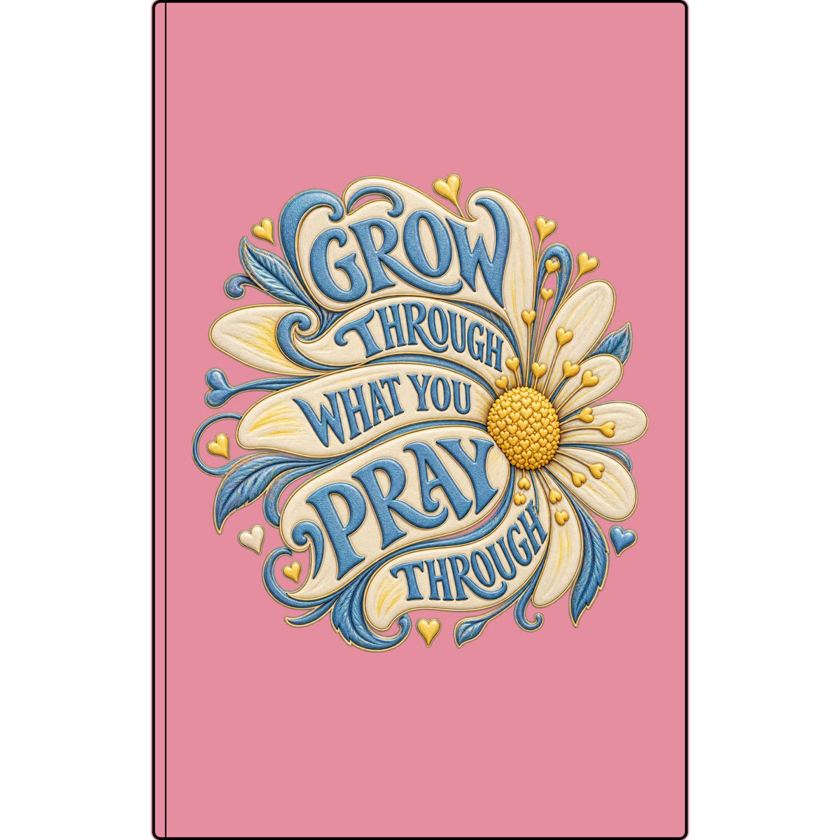Engraved Vegan Leather Journal — "Grow, Pray" Floral Journal