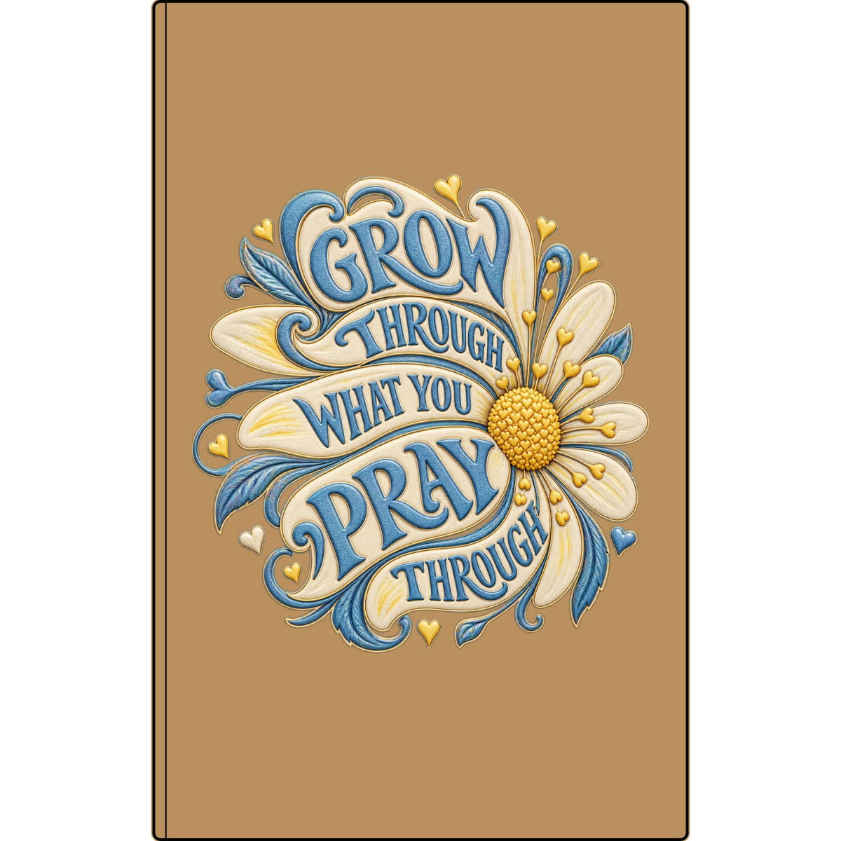 Engraved Vegan Leather Journal — "Grow, Pray" Floral Journal