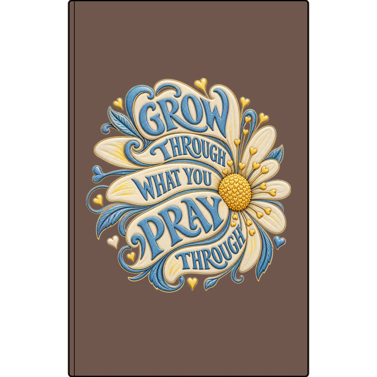 Engraved Vegan Leather Journal — "Grow, Pray" Floral Journal