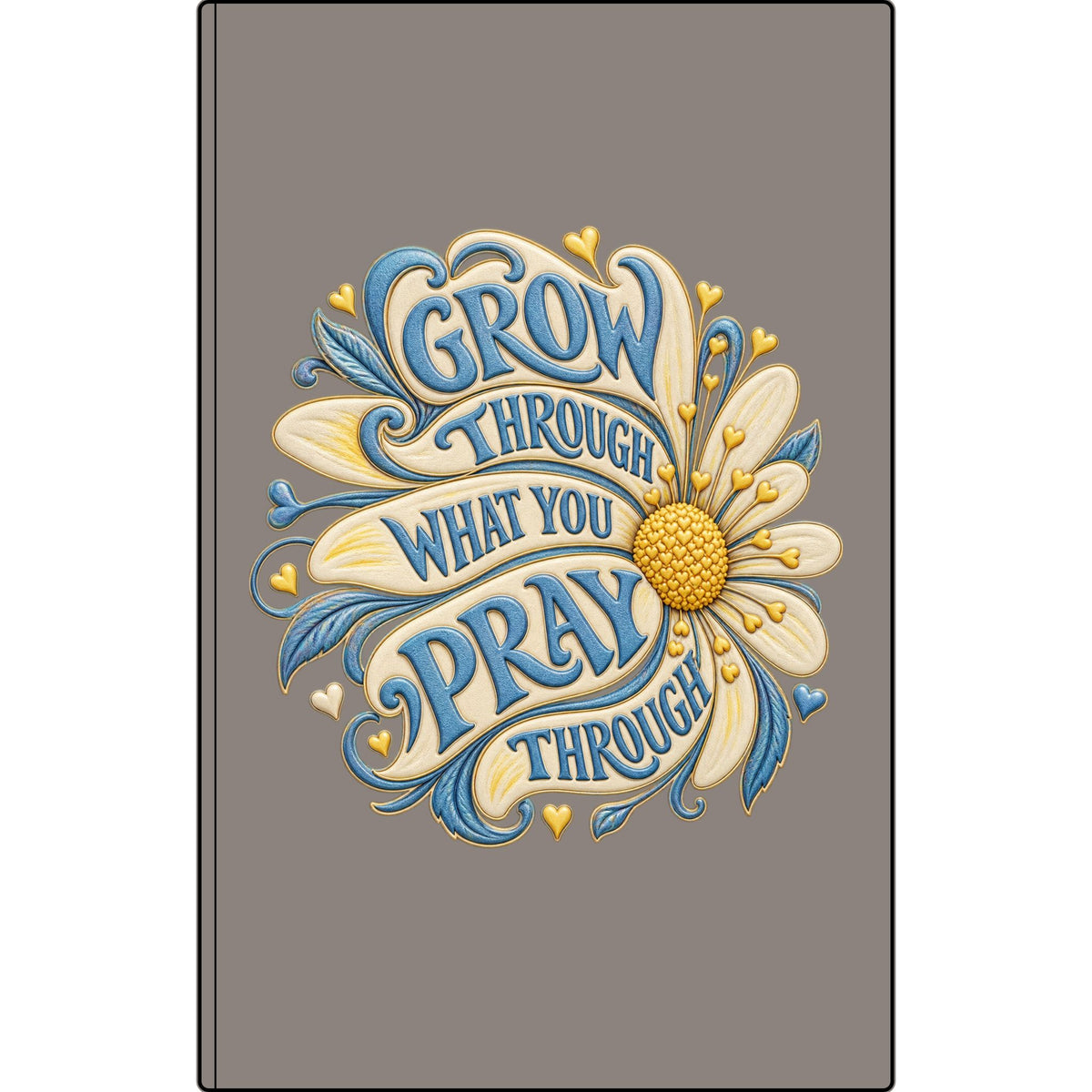 Engraved Vegan Leather Journal — "Grow, Pray" Floral Journal