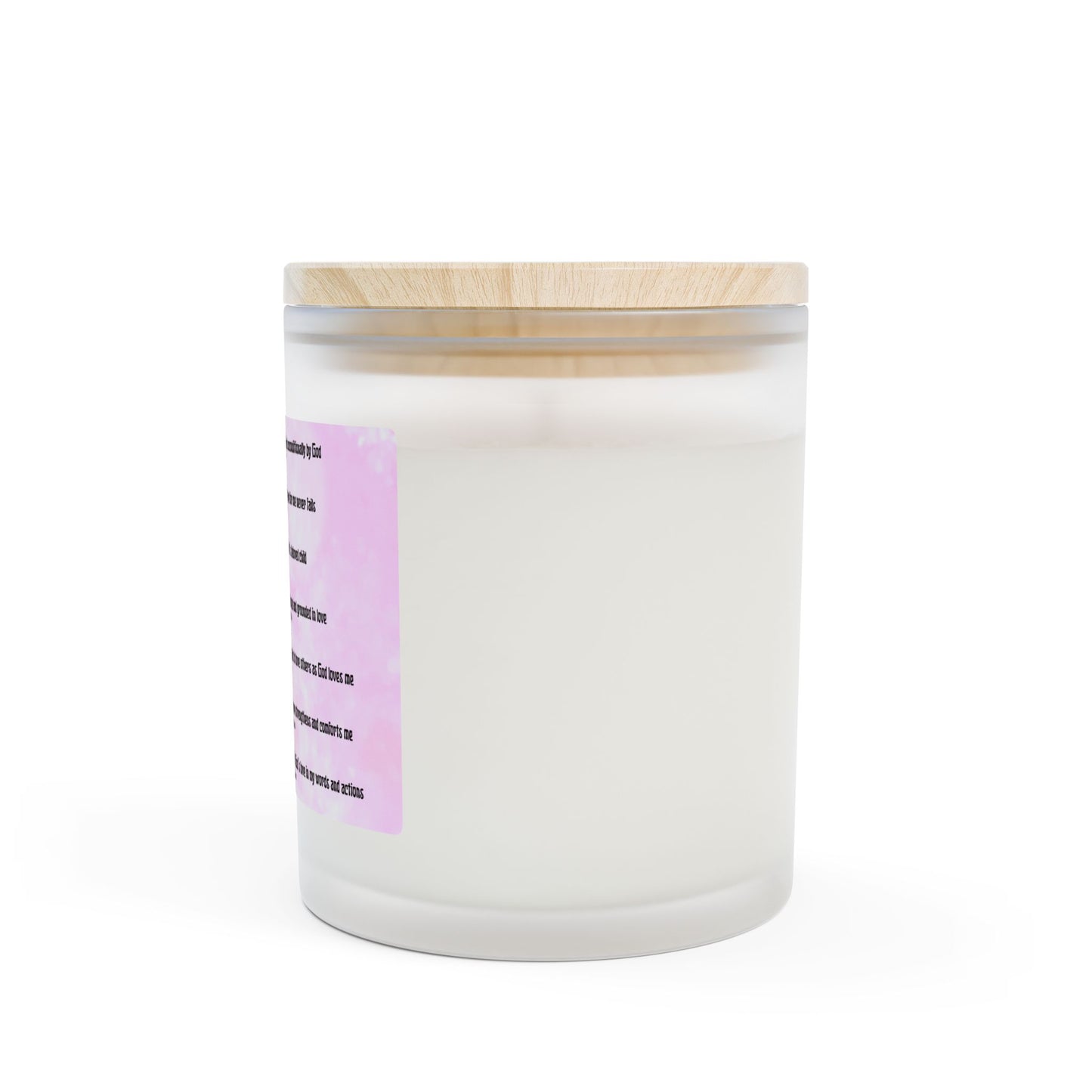 Love Affirmation with Scripture References Cinnamon Chai Candle — Frosted Glass 11oz (Biblical Affirmations, Watercolor Flowers)