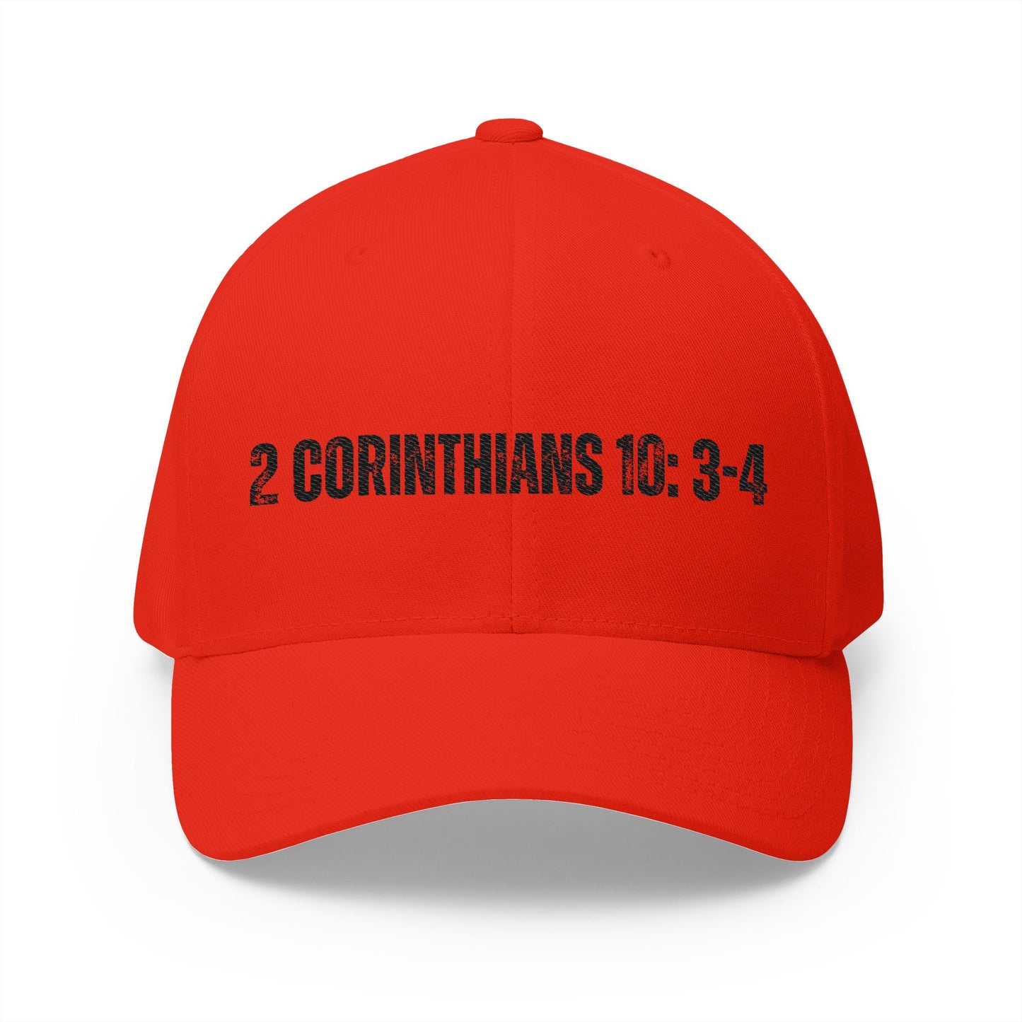 2 Corinthians 10:3-4 Embroidered Fitted Cap - Stay Positive & Stylish