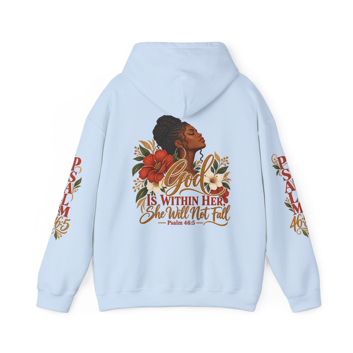 Psalm 46:5 'She Will Not Fall' Hoodie – Floral Faith Women’s Pullover