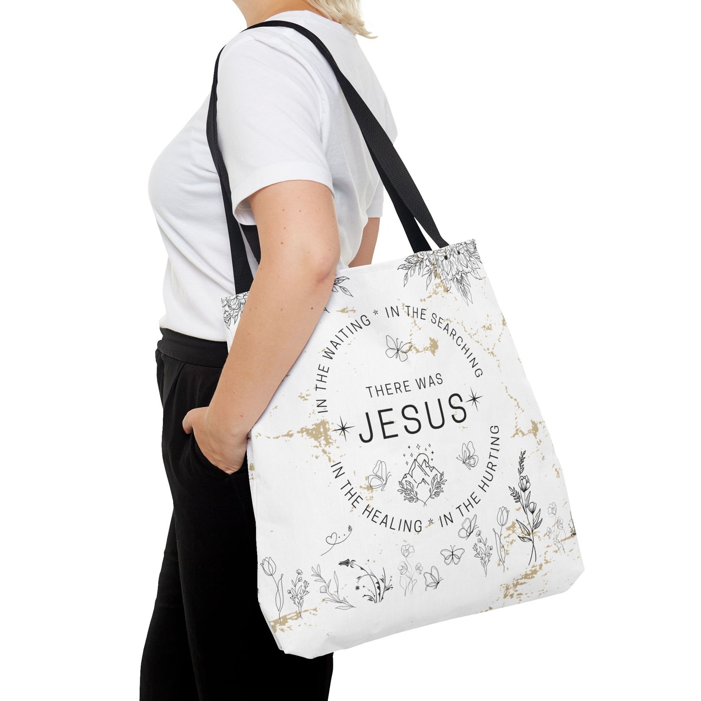 "There Was Jesus" tote bag - Floral Design for Faithful Living