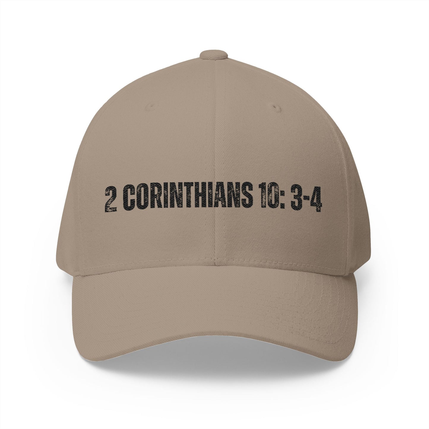 2 Corinthians 10:3-4 Embroidered Fitted Cap - Stay Positive & Stylish