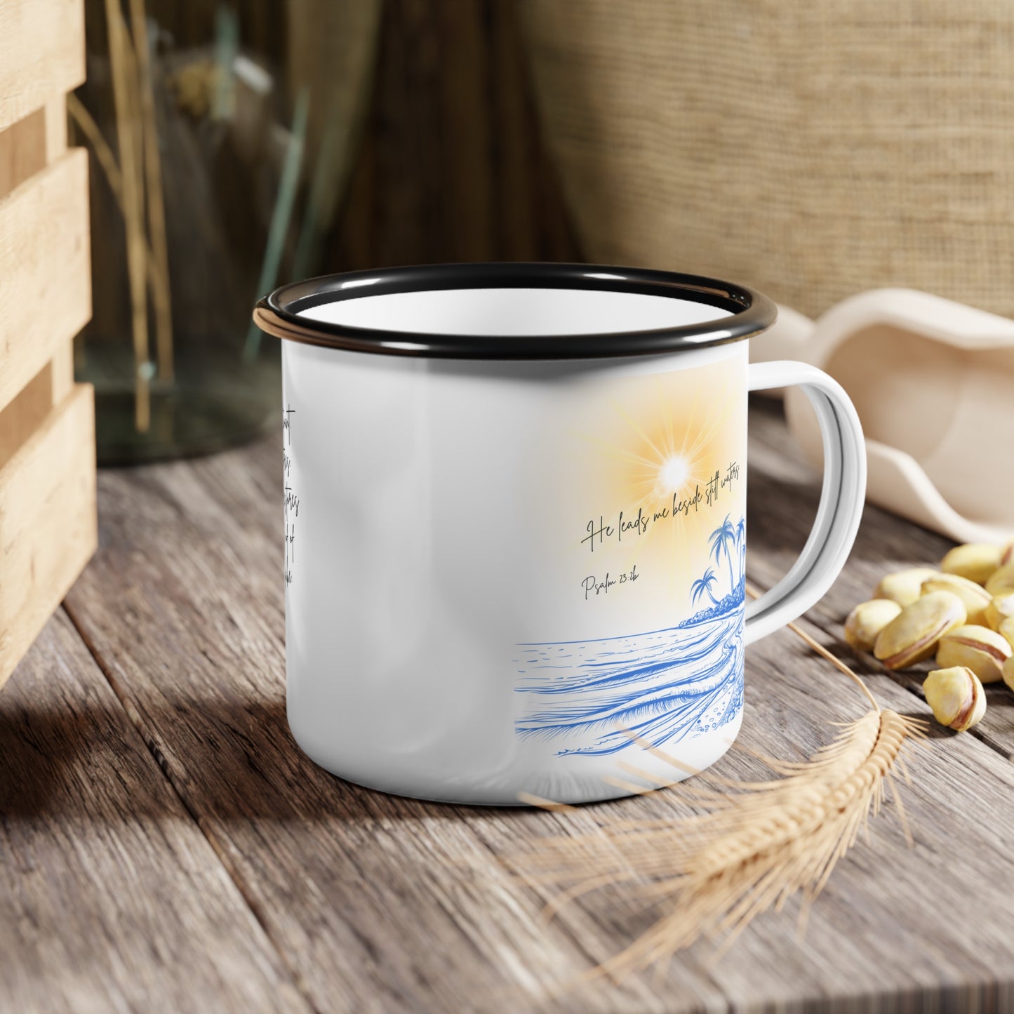 Spirit Lead Me Enamel Camp Cup - "Jesus, Coffee, and Me" - Perfect for Faith Lovers