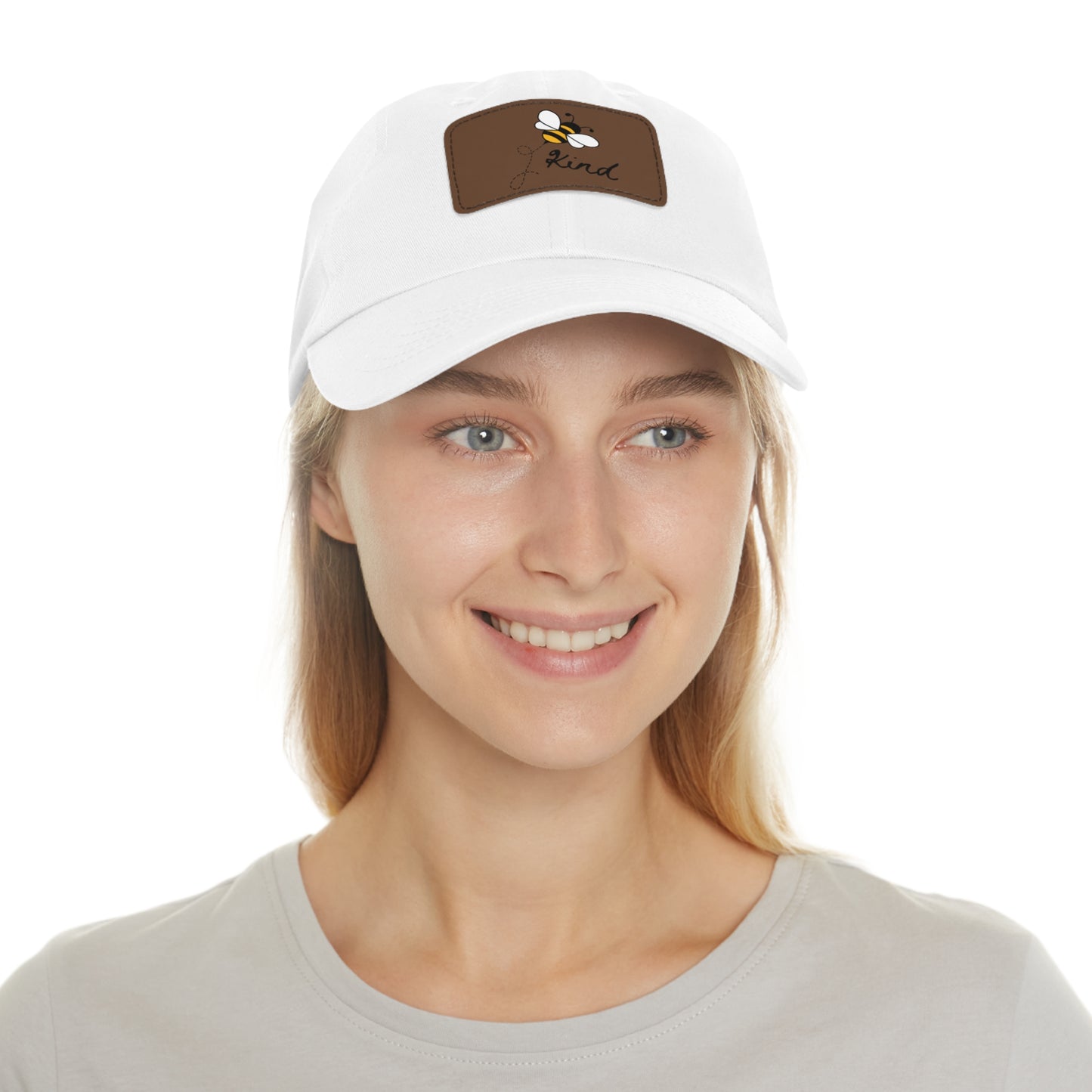Bee Kind baseball cap with leather patch