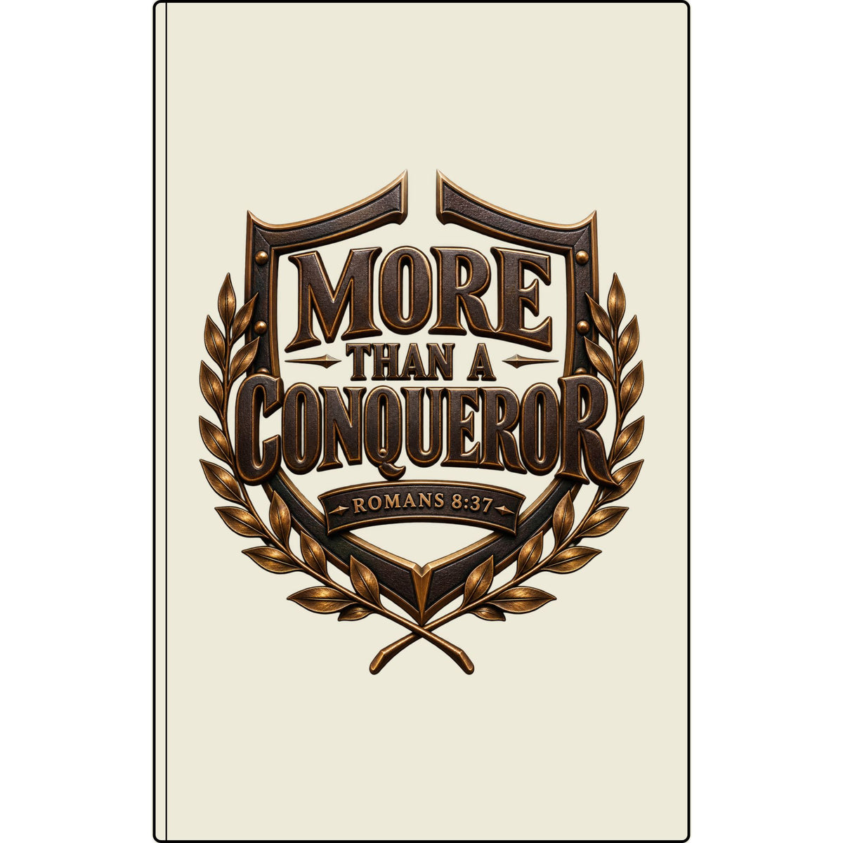 More Than a Conqueror Vegan Leather Journal — Romans 8:37 Engraved Faith Notebook