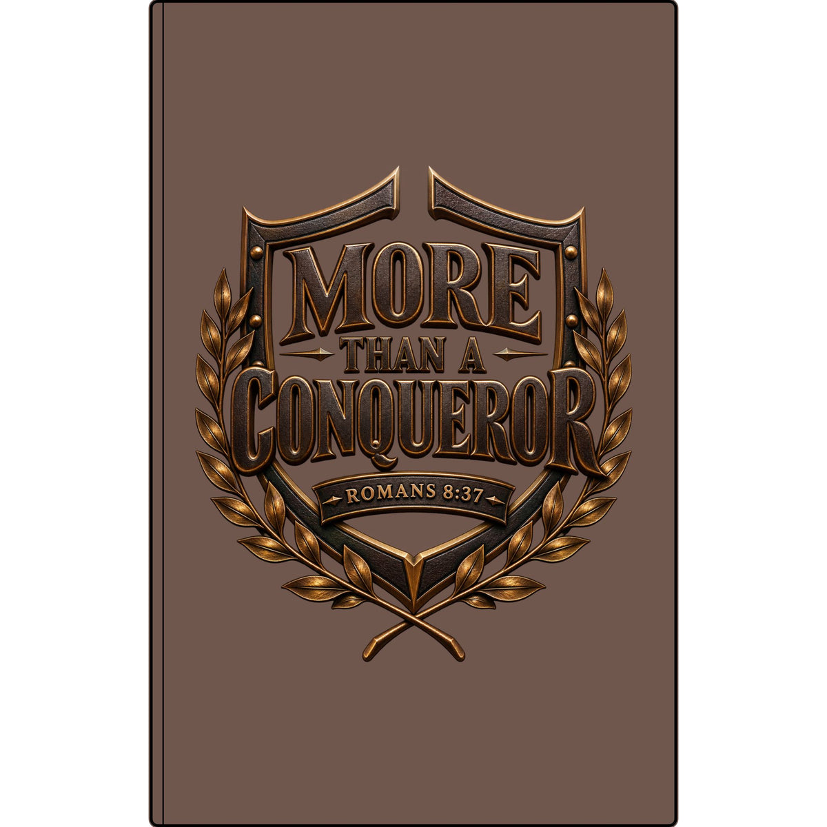 More Than a Conqueror Vegan Leather Journal — Romans 8:37 Engraved Faith Notebook