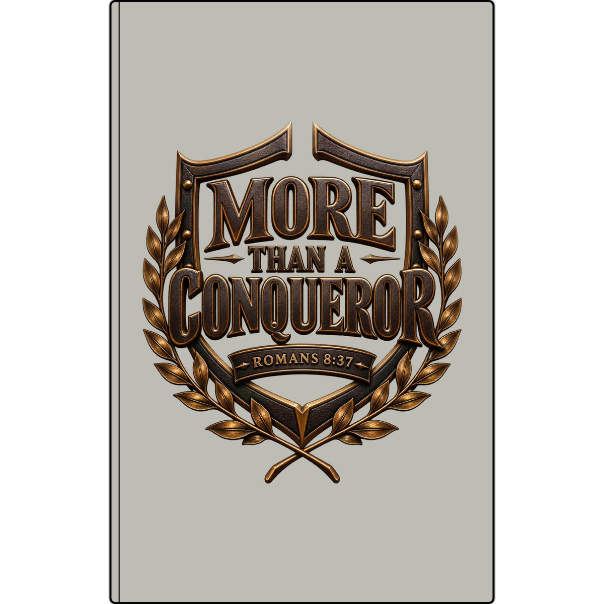 More Than a Conqueror Vegan Leather Journal — Romans 8:37 Engraved Faith Notebook