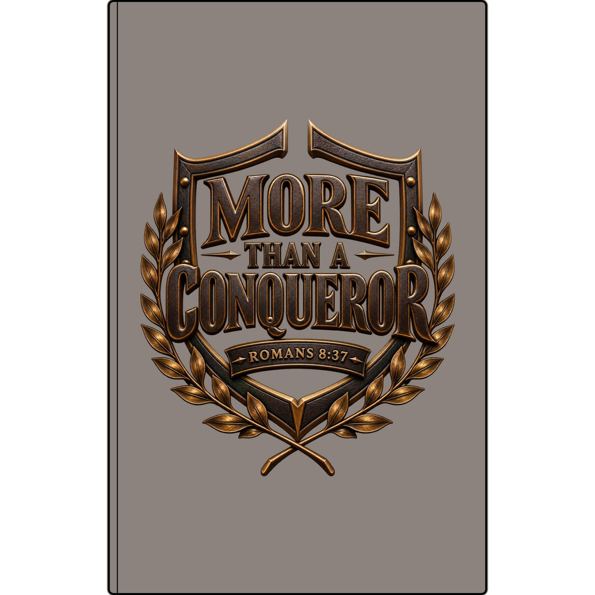 More Than a Conqueror Vegan Leather Journal — Romans 8:37 Engraved Faith Notebook