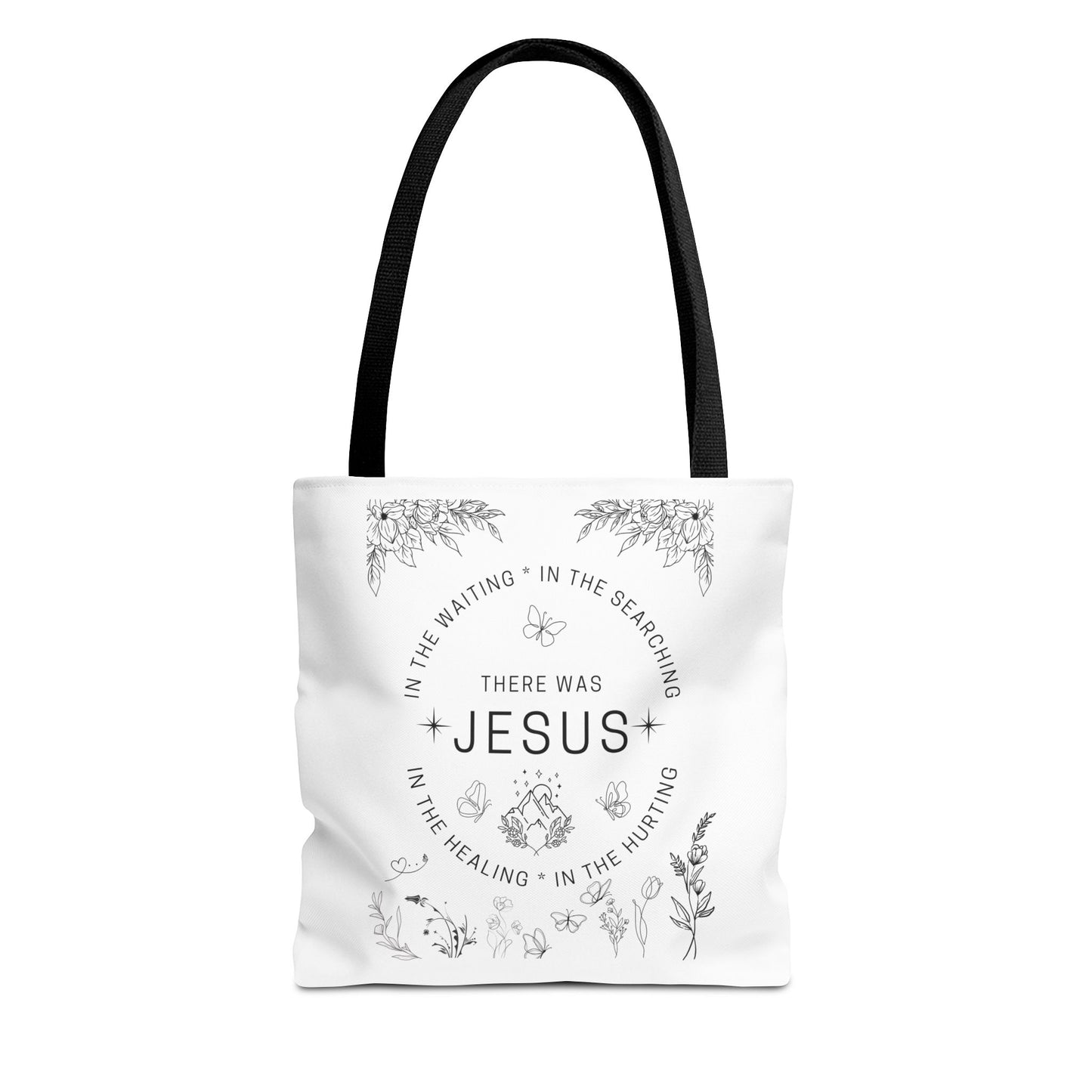 "There Was Jesus" tote bag - Floral Design for Faithful Living