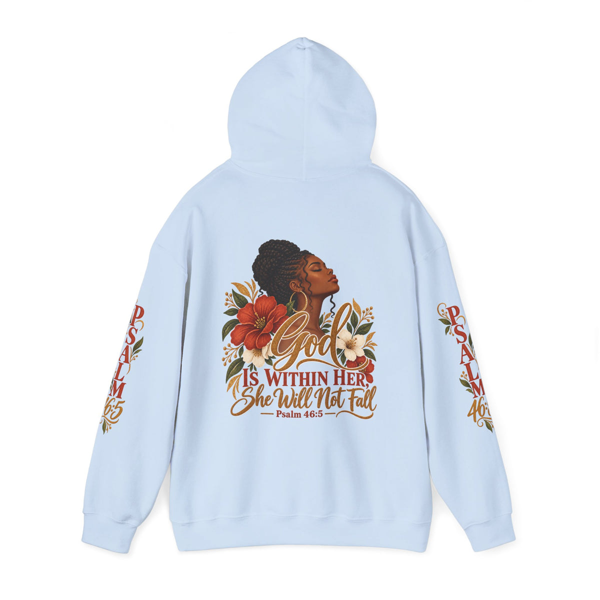 Psalm 46:5 'She Will Not Fall' Hoodie – Floral Faith Women’s Pullover