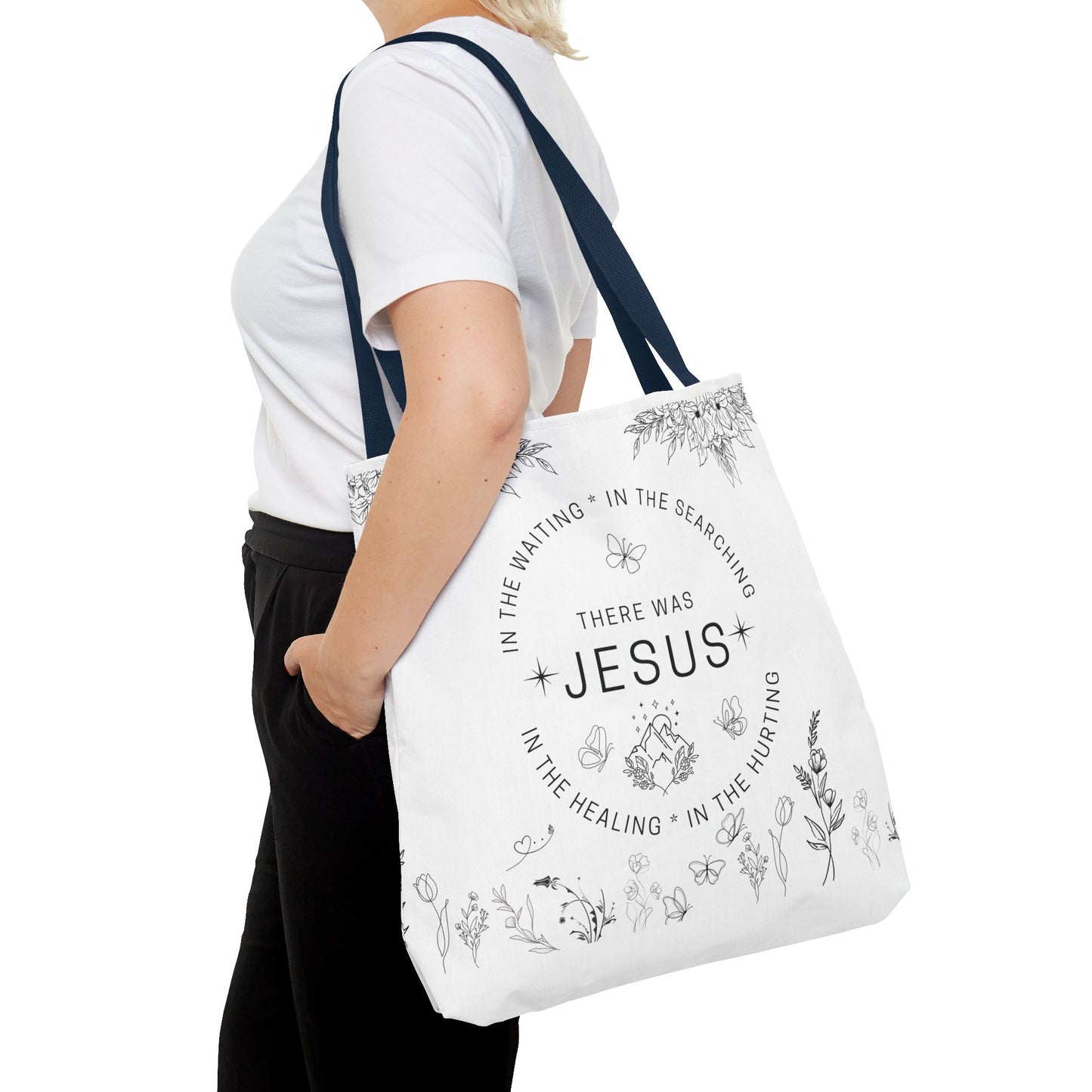 There Was Jesus tote bag - Floral Design for Faithful Living