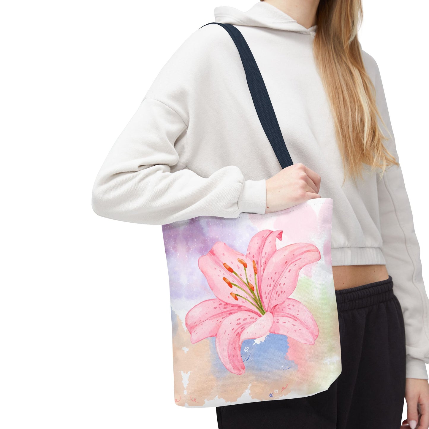 Pink Watercolor Lily Tote Bag