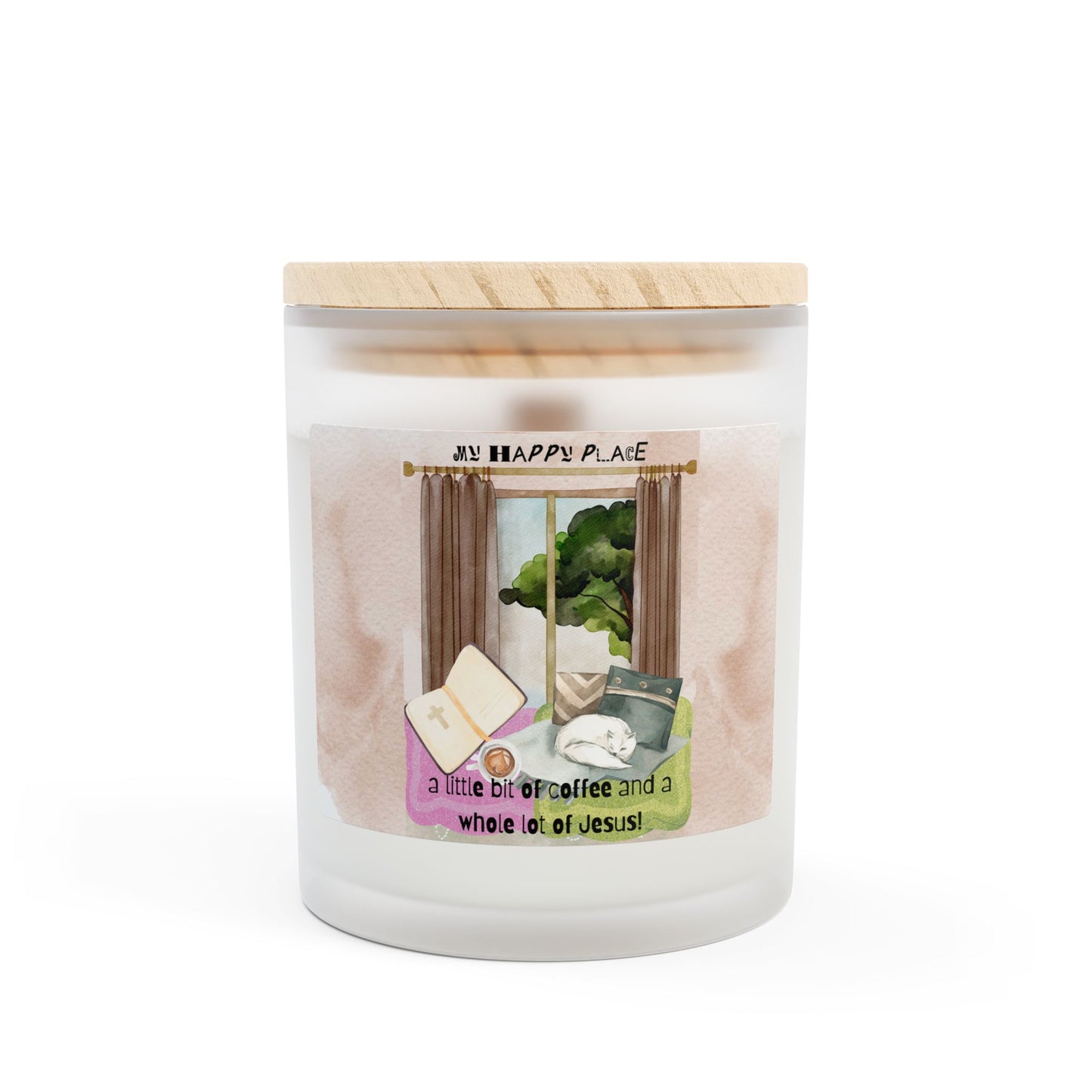 My Happy Place Frosted Glass Candle, 11oz