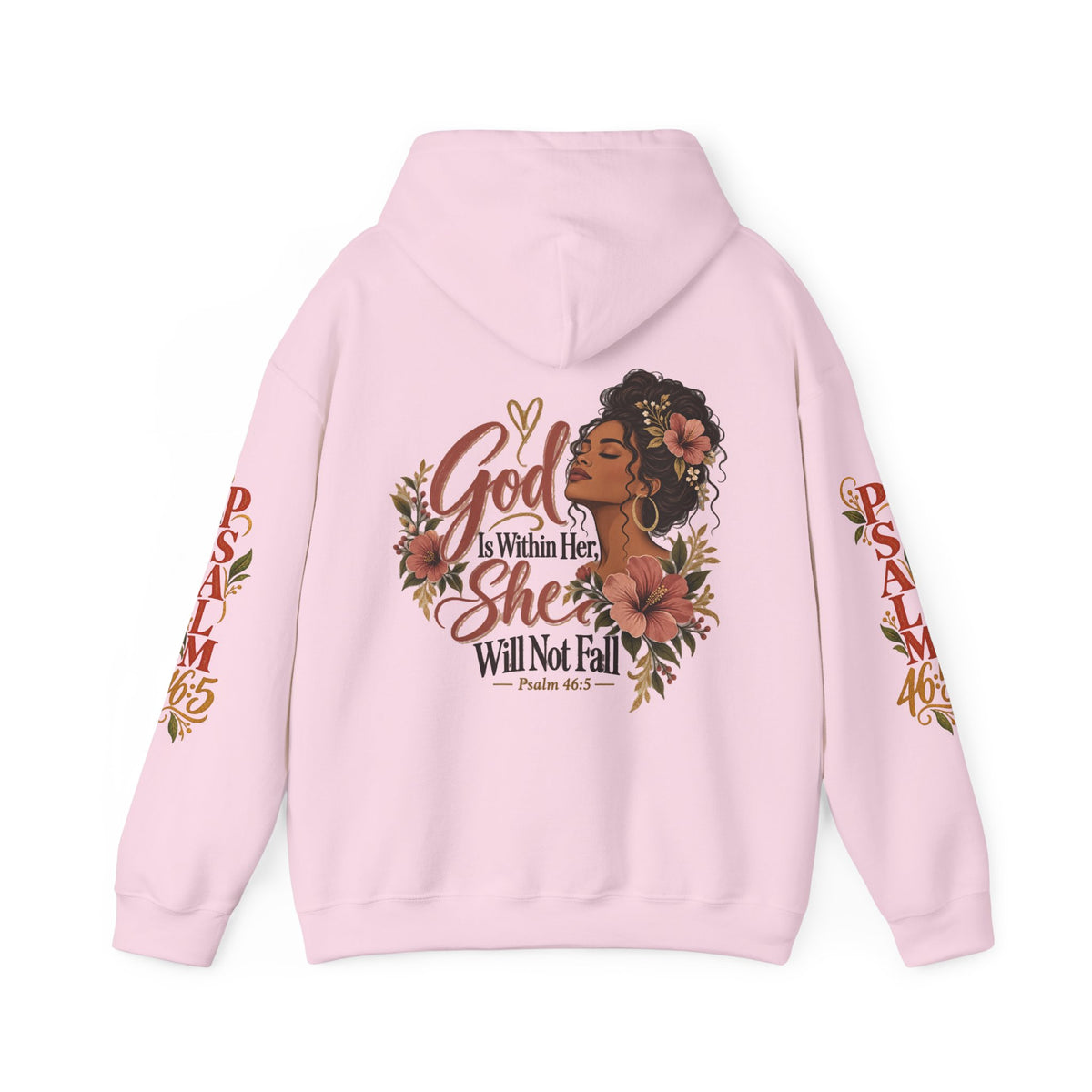 Copy of Psalm 46:5 'She Will Not Fall' Hoodie – Floral Faith Women’s Pullover